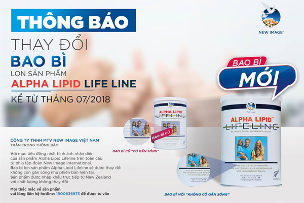 Thông báo thay đổi bao bì lon sản phẩm Alpha Lipid Lifeline từ tháng 7/2018